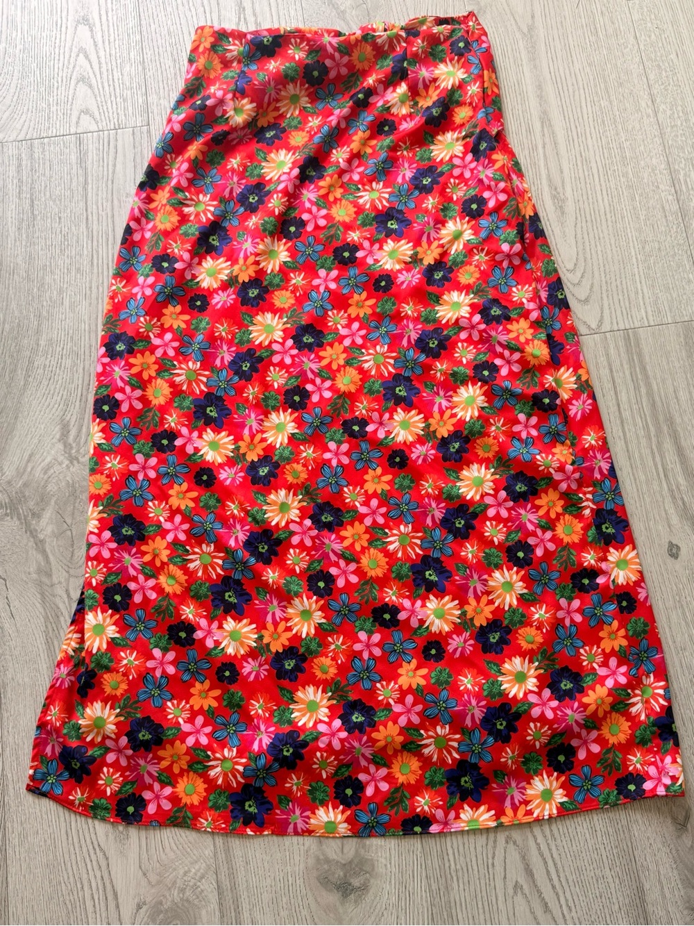 Red Floral Maxi Skirt - Women's Summer Wrap Style - Picture 13 of 13